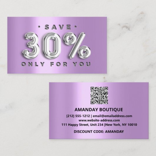 100 QRCODE EINFÜGEN 30%OFF Custom Logo Lavender Visitenkarte (Vorne/Hinten)