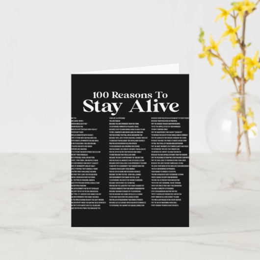 100 Reasons To Stay Alive Suicide Prevention 988 P Karte (Gelbe Blume)