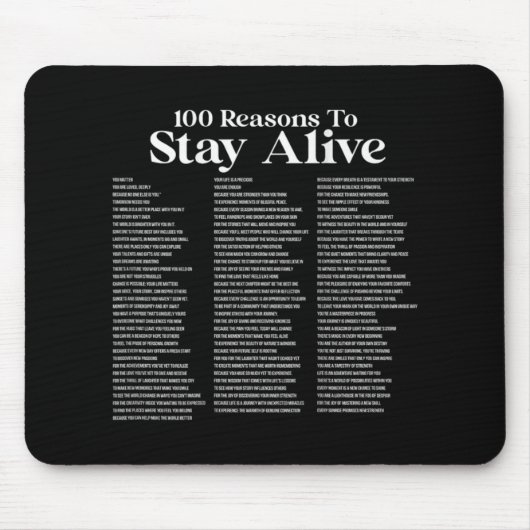 100 Reasons To Stay Alive Suicide Prevention 988 P Mousepad (Vorne)