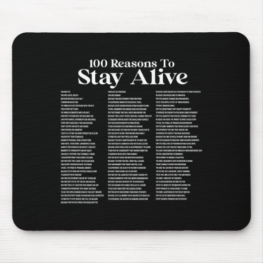 100 Reasons To Stay Alive Suicide Prevention 988 S Mousepad (Vorne)
