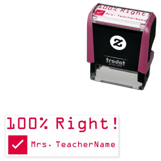 "100% Rechte!" + Name des benutzerdefinierten Lern Permastempel (Beispiel)