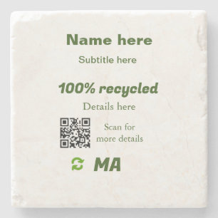 100% recycelt QR-Code hier hinzufügen Geschäftsnam Steinuntersetzer