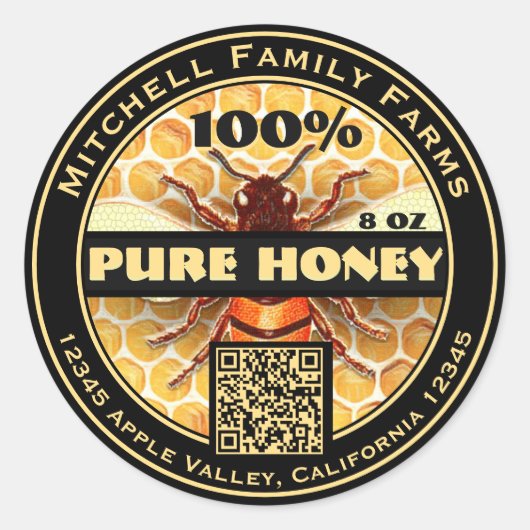 100% reiner Honig QR Code Classic Round Sticker (Vorderseite)