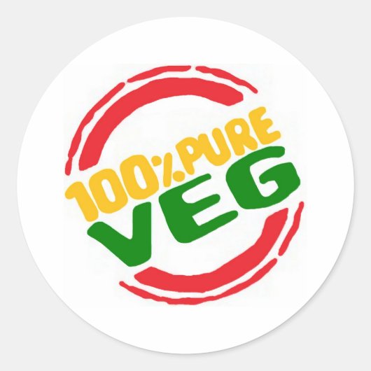 100% Reines Veg Runder Aufkleber (Vorderseite)