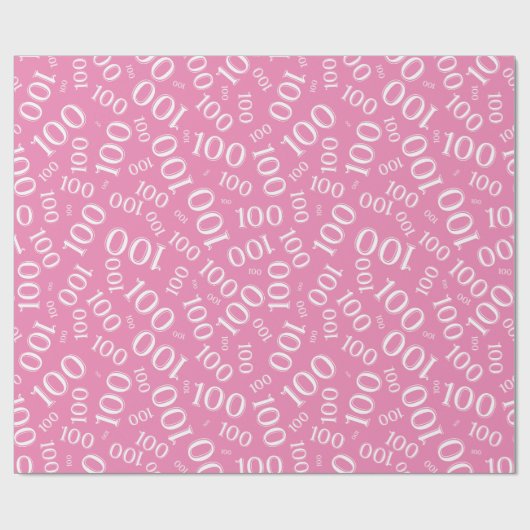 100. Rosa/Weiße Random Zahlenmuster Mittel Geschenkpapier (Flach)