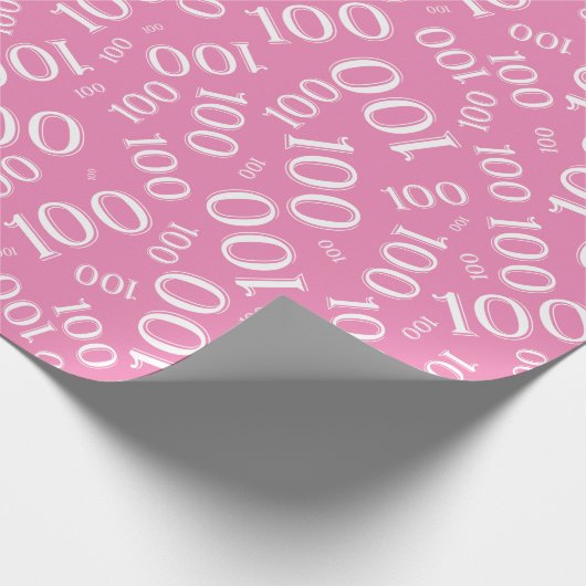 100. Rosa/Weiße Random Zahlenmuster Mittel Geschenkpapier (Ecke)