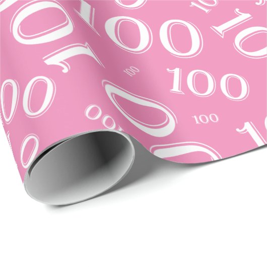 100. Rosa/Weiße Random Zahlenmuster Mittel Geschenkpapier (Rolleneckpunkt)