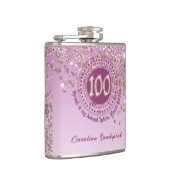 100. & Rose Gold Glitzer & Drinking Quote Flachmann (Rechts)