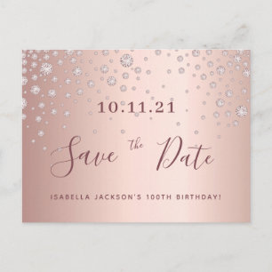 100. Rose Golddiamanten Save the Date Postkarte