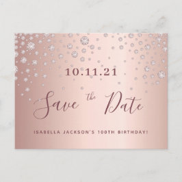 100. Rose Golddiamanten Save the Date Postkarte