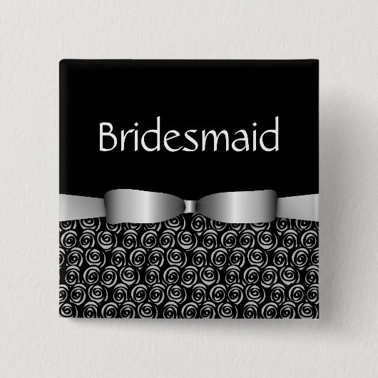 100 Rosetten, die Brautjungfern-Knöpfe - Silber Button (Vorderseite)