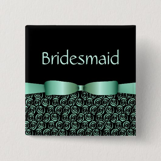 100 Rosettes Hochzeit Bridesmaid Tasten - Aquamari Button (Vorderseite)