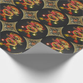 [100] Rote und Gelbe Drachen Geschenkpapier (Ecke)