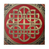 [100] Sacred Celtic Gold Knot Cross Fliese (Vorderseite)