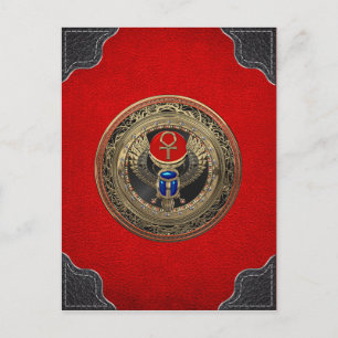 [100] Sacred Gold Egyptian Winged Scarab mit Ankh Postkarte