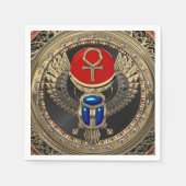 [100] Sacred Gold Egyptian Winged Scarab mit Ankh Serviette (Vorderseite)