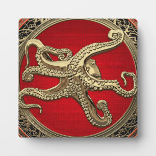 [100] Sacred Gold Octopus in Defensive Posture Fotoplatte