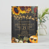 100 sagenhafte Jahre rustikaler Herbst 100. Geburt Einladung (Stehend Vorderseite)