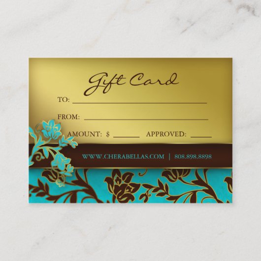 /100 Salon Gift Card Spa Gold Floral BB 232 Rabattkarte (Vorderseite)