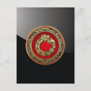 [100] Schlangengott Quetzalcoatl [Gold] Postkarte