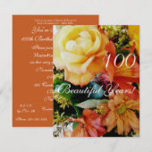 100 schöne Jahre! - Geburtstag/gelber Einladung (Vorne/Hinten)