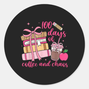 100. Schullehrer 100 Tage Kaffeepause Runder Aufkleber