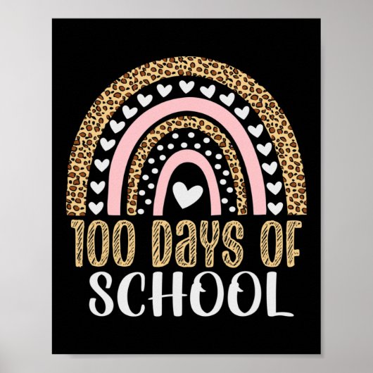 100. Schullehrer 100 Tage Regenbogen Leopa Poster (Vorne)