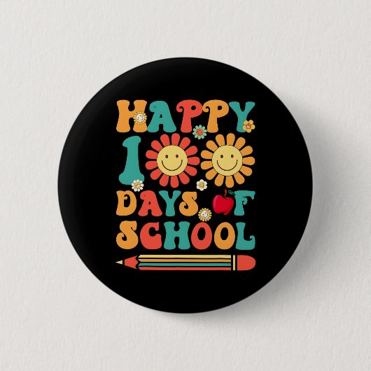 100. Schullehrer Groovy - 100 Tage Smar Button (Vorderseite)