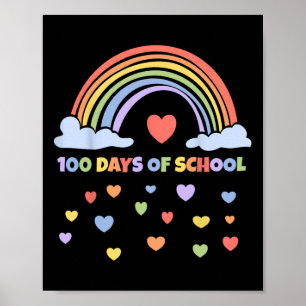 100. Schullehrer Kinder 100 Tage Regenbogen Poster