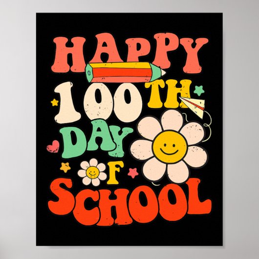 100. Schullehrer Kinder 100 Tage Retro Gr Poster (Vorne)