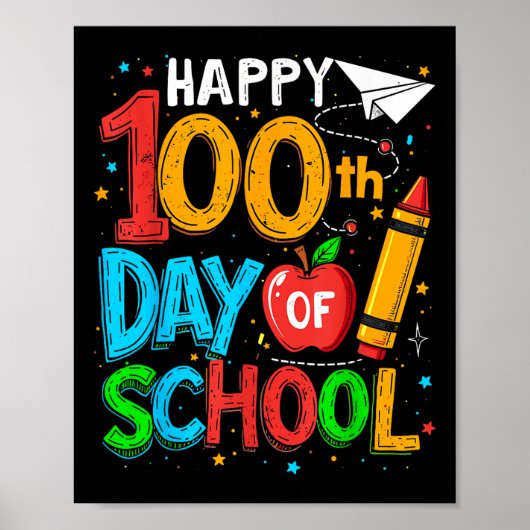 100. Schullehrer Kinder glücklich 100 Tage Poster (Vorne)