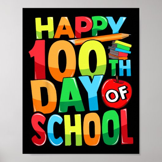 100. Schullehrer Kinder Kind glücklich 100 D Poster (Vorne)