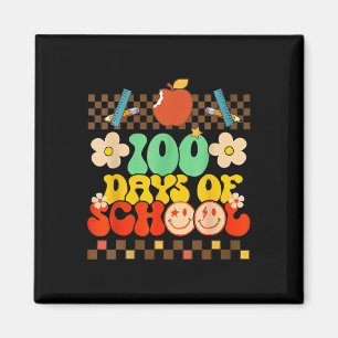 100. Schullehrer Kinder Retro Groovy 100 Magnet