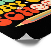 100. Schullehrer Kinder Retro Groovy 100 Poster (Ecke)