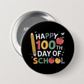 100. SchullehrerInnen glücklich 100 Tage Button (Vorne & Hinten)