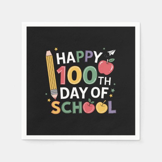 100. SchullehrerInnen glücklich 100 Tage Serviette (Vorderseite)