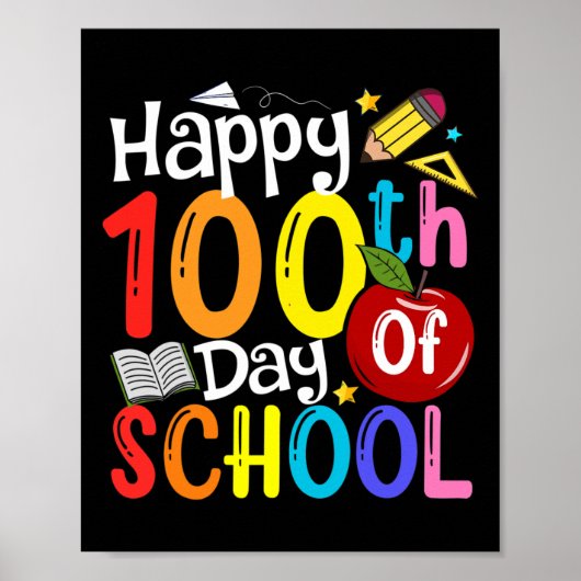 100. Schullehrertag Student glücklich 100 Tag Poster (Vorne)