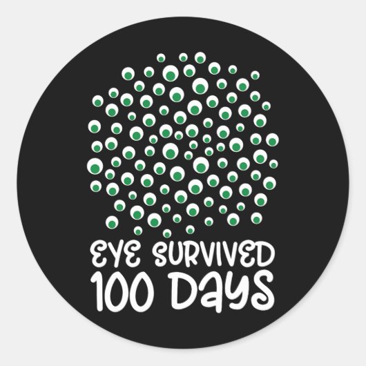 100. Schulmonster Google Eye überlebte 10 Runder Aufkleber (Vorderseite)