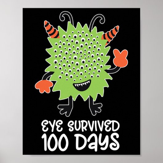 100. Schulmonster Jungen Kinder Auge überlebt Poster (Vorne)