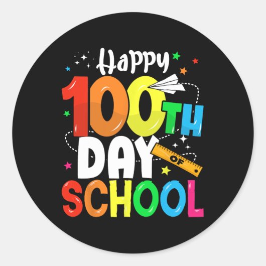 100. Schultag 100 Schultage Runder Aufkleber (Vorderseite)