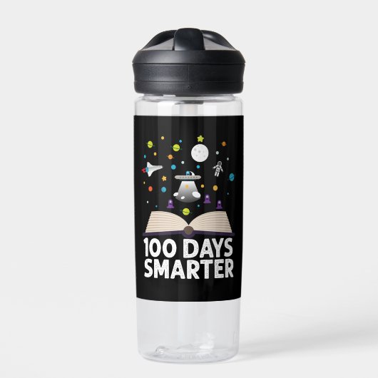 100. Schultag 100 Tage intelligenter Bücherraum Trinkflasche (Vorderseite)