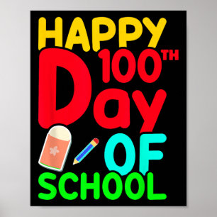 100. Schultag 100 Tage Niedlich Schüler Jungen Gi Poster
