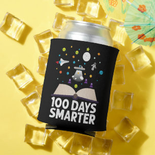100. Schultag 100 Tage schlauer Bücher Weltraum Dosenkühler
