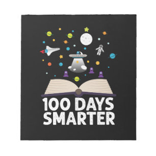 100. Schultag 100 Tage schlauer Bücher Weltraum  Notizblock