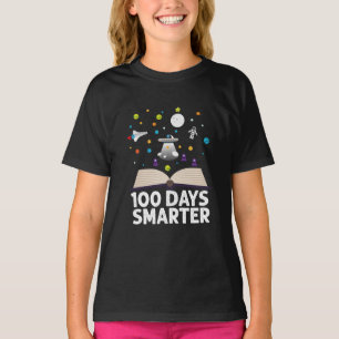 100. Schultag 100 Tage schlauer Bücher Weltraum T-Shirt