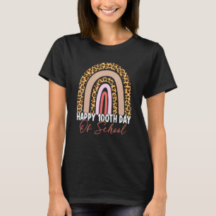 100. Schultag 100 Tage Schule Leopard Regenbogen T-Shirt