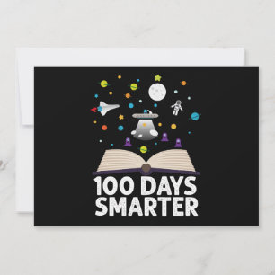100. Schultag 100 Tage Smarter Bücher Weltraum  Einladung