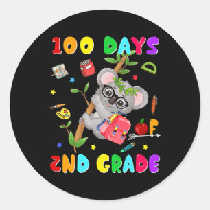 100. Schultag 2. Klasse Koala glücklich 100 Tage Runder Aufkleber