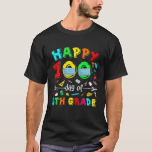 100 Schultag 4. Klasse Gesicht Maske Student Teac T-Shirt