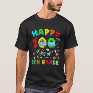 100 Schultag 5. Klasse Gesicht Maske Student Teac T-Shirt